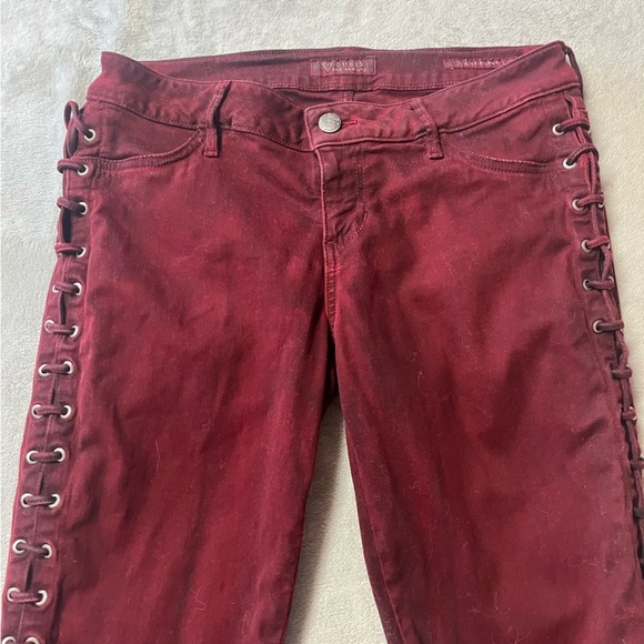 Guess Kate Skinny Merlot Lace Up Side Jeans - Picture 8 of 15